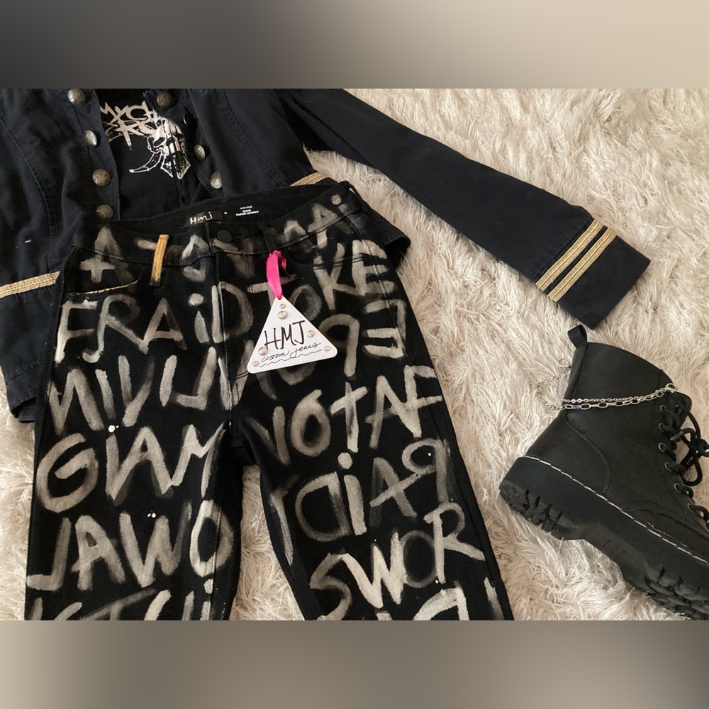 Custom Graffiti Lyric Jeans 🌟